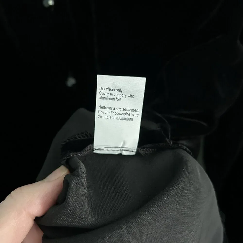 Vtg Spanner Black Velvet‎ Button Up Blouse 8 Whimsigoth Witchy 90s Y2K Gothic - Picture 7 of 10